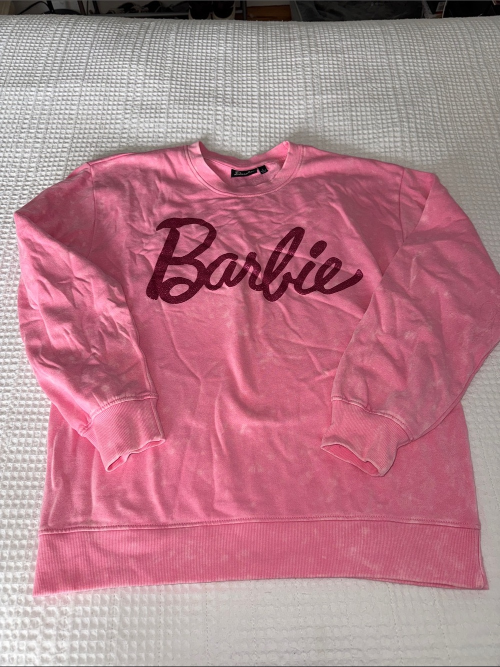 Barbie Bubblegum Pink Crew Sweatshirt with Script Logo